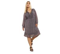 Yours Curve Floral Paisley Smock Mini Dress - Women's - Plus Size Curve Purple