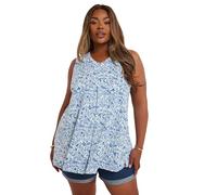 Yours Curve Floral Pleat Front Vest Top - Women's - Plus Size Curve Blue