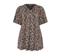 Yours Curve Floral Pleat Top - Women's - Plus Size Curve Black