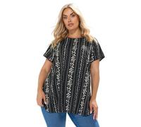 Yours Curve Floral Pointelle Swing Top - Women's - Plus Size Curve Black