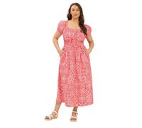 Yours Curve Paisley Poplin Bardot Dress - Women's - Plus Size Curve Red