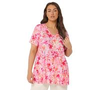 Yours Curve Floral Print Broderie Anglaise Top - Women's - Plus Size Curve