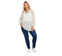 Yours Curve Floral Print Frill Neck Blouse - Women's - Plus Size Curve White