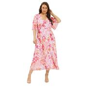 Yours Curve Floral Print Maxi Dress - Women's - Plus Size Curve Pink