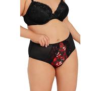 Yours Curve Floral Print Mesh Briefs - Women's - Plus Size Curve Red