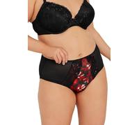 Yours Curve Floral Print Mesh Briefs - Women's - Plus Size Curve Red