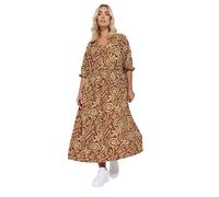 Yours Curve Floral Print Midaxi Dress - Women's - Plus Size Curve Brown