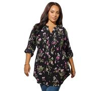 Yours Curve Floral Print Pintuck Blouse - Women's - Plus Size Curve Black