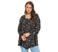 Yours Curve Floral Print Pintuck Top - Women's - Plus Size Curve Black