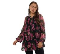 Yours Curve Floral Print Pleated Blouse - Women's - Plus Size Curve