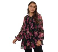 Yours Curve Floral Print Pleated Blouse - Women's - Plus Size Curve Black