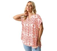 Yours Curve Floral Print Pleated Blouse - Women's - Plus Size Curve Red