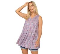 Yours Curve Floral Print Pointelle Vest Top - Women's - Plus Size Curve Blue
