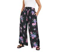 Shirred Wide Leg Trousers Yours Black 24