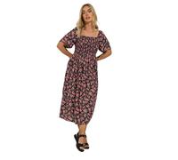 Floral Print Square Neck Midaxi Dress Yours Black 22-24