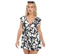 Yours Curve Floral Print Swim Dress - Women's - Plus Size Curve Black
