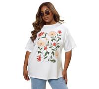 Yours Curve Floral Print T-Shirt - Women's - Plus Size Curve White