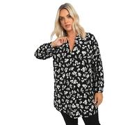 Yours Curve Floral Print Textured Blouse - Women's - Plus Size Curve Black