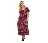 Yours Curve Floral Print Textured Maxi Dress - Women's - Plus Size Curve Pink