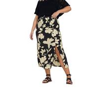 Yours Curve Floral Print Textured Maxi Skirt - Women's - Plus Size Curve Black