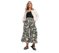 Floral Textured Midaxi Culottes Yours Black 20
