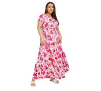 Yours Curve Floral Print Tie Front Maxi Dress - Women's - Plus Size Curve Pink