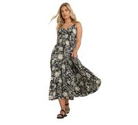 Yours Curve Floral Print Tiered Maxi Dress - Women's - Plus Size Curve Black