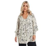 Yours Curve Floral Print V-Neck Blouse - Women's - Plus Size Curve White