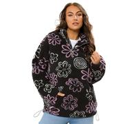 Yours Curve Floral Quarter Zip Fleece - Women's - Plus Size Curve Black