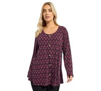 Yours Curve Floral Ribbed Button Swing Top - Women's - Plus Size Curve Pink