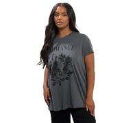 Floral 'Romance' Embellished Slogan T-Shirt Yours Grey 20