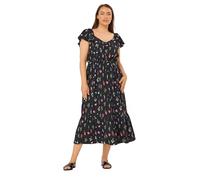 Yours Curve Floral Ruched Maxi Dress - Women's - Plus Size Curve Black