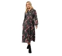 Yours Curve Floral Shirred Shirt Dress - Women's - Plus Size Curve Black