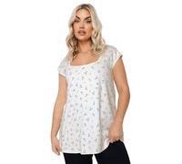 Yours Curve Floral Square Neck Heavyweight Top - Women's - Plus Size Curve White