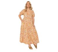 Yours Curve Floral Summer Dress - Women's - Plus Size Curve Yellow