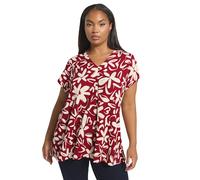 Yours Curve Floral Textu Pleat Front Top - Women's - Plus Size Curve Red