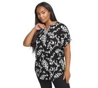 Yours Curve Floral Textured Notch Neck Top - Women's - Plus Size Curve Black