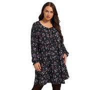 Yours Curve Floral Tie Front Textured Dress - Women's - Plus Size Curve Black