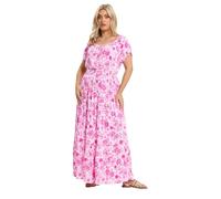 Yours Curve Floral Tie Neck Bardot Maxi Dress - Women's - Plus Size Curve