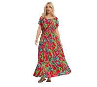 Yours Women's Tropical Tie Neck Maxi Dress in Red | Size: 20 Yours Red 20