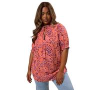 Yours Curve Floral Tie Neck Blouse - Women's - Plus Size Curve Orange