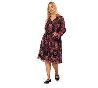 Yours Curve Floral Tie Neck Midi Dress - Women's - Plus Size Curve