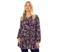 Yours Curve Floral Tie Neck Tiered Blouse - Women's - Plus Size Curve Purple