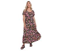 Yours Curve Floral Tiered Frill Maxi Dress - Women's - Plus Size Curve Black