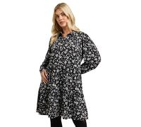 Yours Curve Floral Tiered Shirt Dress - Women's - Plus Size Curve Black