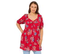 Yours Women's Floral Twist Front Blouse in Red | Size: 20 Yours Red 20