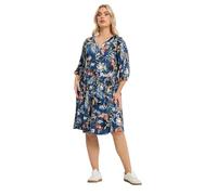 Yours Curve Floral Wrap Dress - Women's - Plus Size Curve Blue