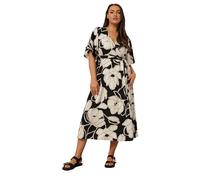 Floral Textured Wrap Midi Dress Yours Black 30-32