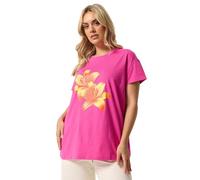 Yours Curve Flower Graphic T-Shirt - Women's - Plus Size Curve Pink