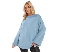 Yours Curve Fluffy Knit Jumper - Women's - Plus Size Curve Blue